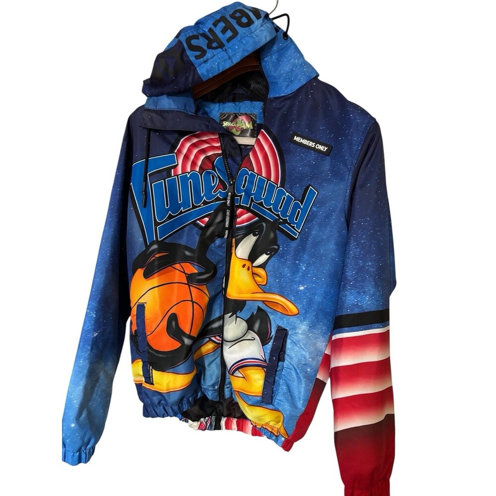 Members Only Tune Squad Space Jam Jacket Small Hooded Pockets Windbreaker
